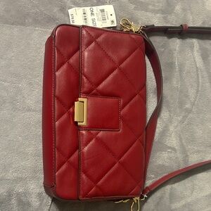 INC International Concepts Red Quilted Shoulder Bag